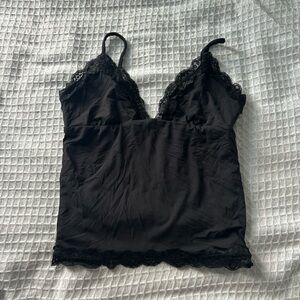 Elegant Black Lace Trim Camisole